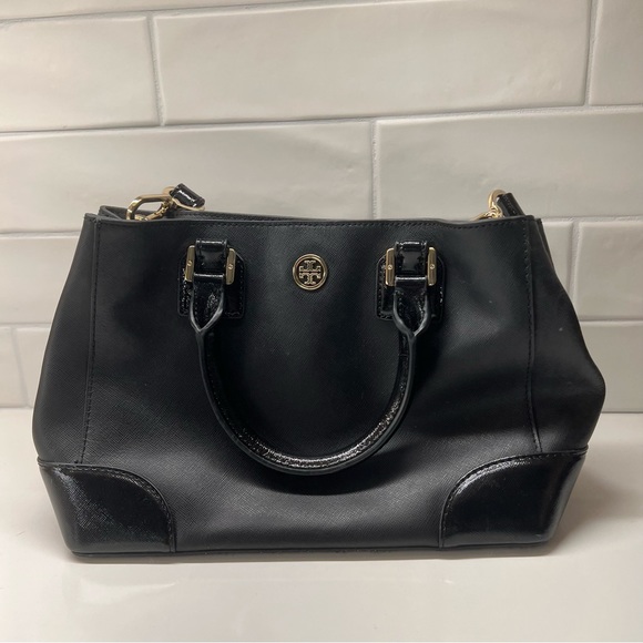 Tory Burch Purse with Detachable Shoulder Strap - Black and Gold Mini tote - Picture 3 of 10